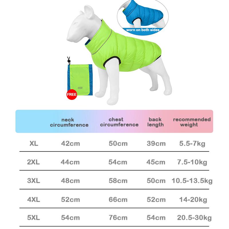 Oboustranné Nositelné Nové Silné Podzimní Zimní Psí Oblečení Teplá a Reflexní Psí Bunda Vodotěsné a Větruodolné Psí Oblečení