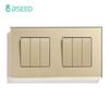 BSEED Double 1/2/3Gang Wall Light Switches 1Way Mechanical Button Switch On Off Glass Panel EU Standard 157mm