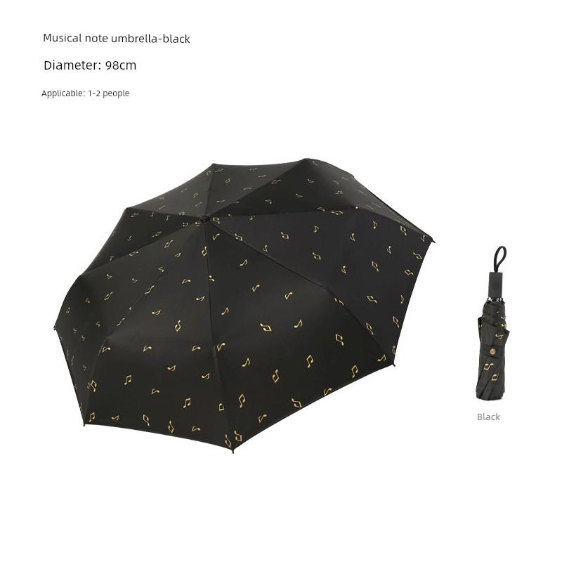 Creative Musical Note Umbrella Women's Tri-Fold Manual Vinyl Sun Protective Sun Umbrella UV Protection Sunshade Music Gift