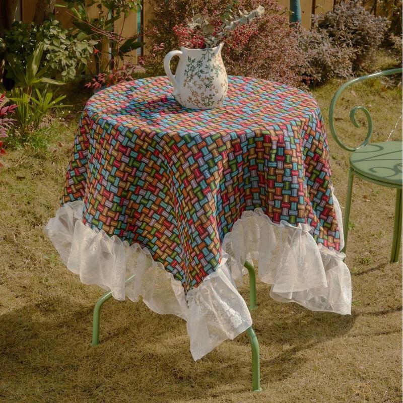 Leljia Jacquard Lace Ruffle Edge Outdoor Tablecloth