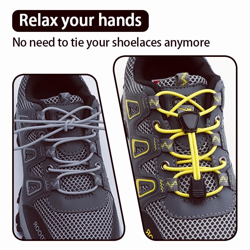 Strapazierfähige Schnürsenkel ohne Binden, Outdoor rutschfeste elastische faule Schnürsenkel, Anti-Hängenbleiben Schnellverschluss-Schnürsenkel für Wandern Trekking Outdoor-Sneaker