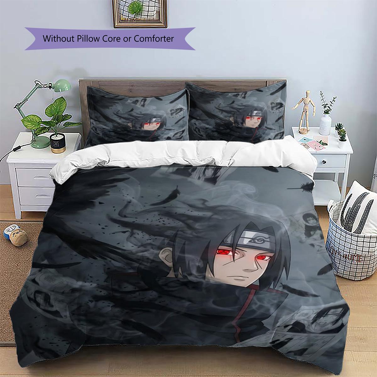

Itachi Uchiha Patterned Pillowcase & Duvet Cover Set Anime Trend Decor Bedding for Bedroom Gift for Fans.-TING 135x200cm