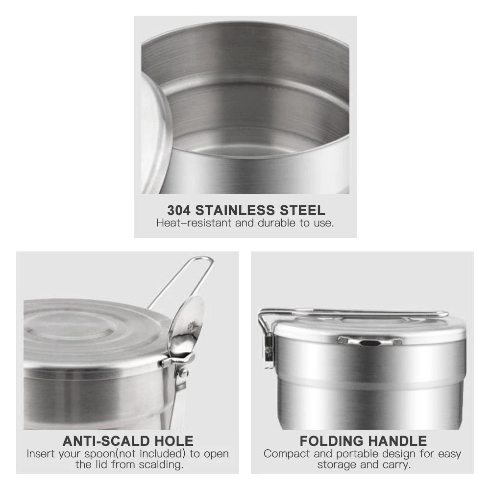 1.5L Stainless Steel Lunch Case with Storage Bag Camping Pot for Outdoor Camping Backpacking Hikiing Fishing
