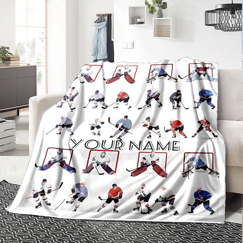 Hockey Lifestyle Eat Sleep Play Repeat Live Love Throw Customize Text Comfortable Texture Versatile For Sofa Couch Office Bed Picnics Allseason Use