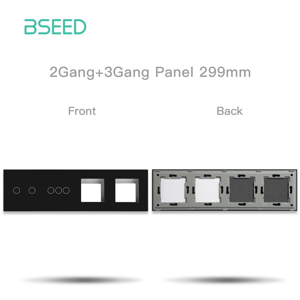 BSEED Double 1/2/3Gang Touch Switch Plus Dual Socket Crystal Glass Panel EU Standard 299mm  DIY Part Front Panel Without Switch