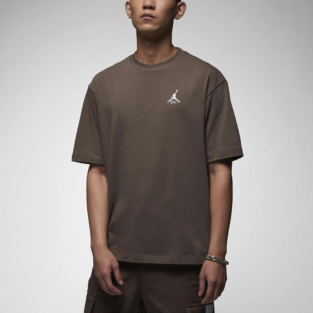 Jordan Alphanumeric Pattern Print Vintage Round Neck Short Sleeve T-Shirt Men Tops Brown DX9562-274