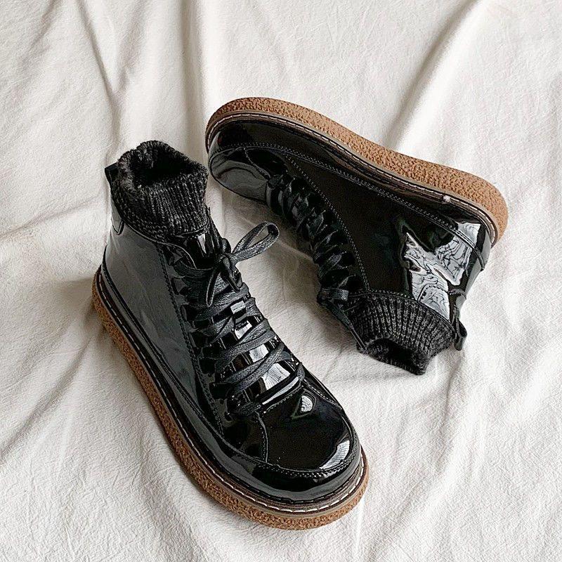 2025 Women's British Style Round Toe Martin Boots: Mori-Inspired, Thick Sole, Plus Velvet, Autumn/Winter with Socks