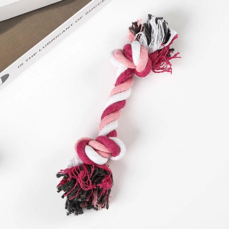 Random Color Pet Dog Toy Bite Rope Double Knot Cotton Rope Funny Cat Toy Bite Resistant and Sharp Teeth Pet Supplies Puppy Toys