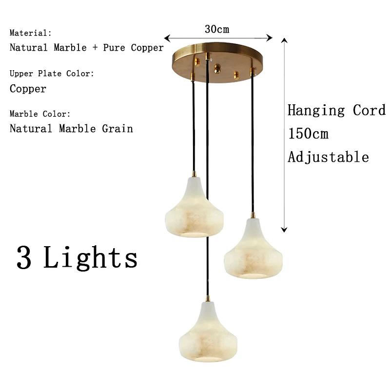 Natural marble restaurant pendant light ceiling light room decoration high-end snowflake stone all copper home hanging  fixtures