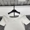 European-Style Square Neck Bow Knit Top - Women's Short Sleeve, Casual & Versatile for Spring/Summer 2026