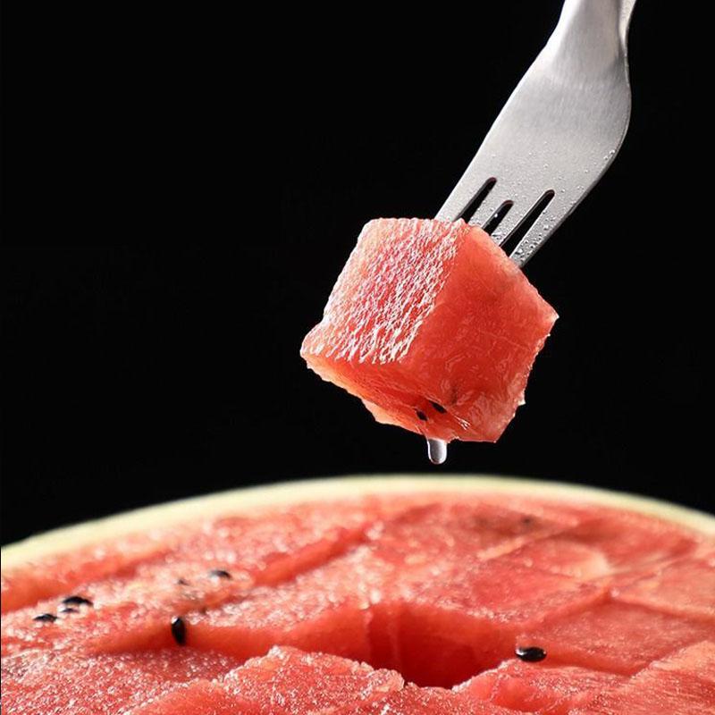 2-in-1 Watermelon Fork Slicer Cutter Portable Stainless Steel Slicer Fruit Salad Knife Fork Carving Gadgets for Family Parties