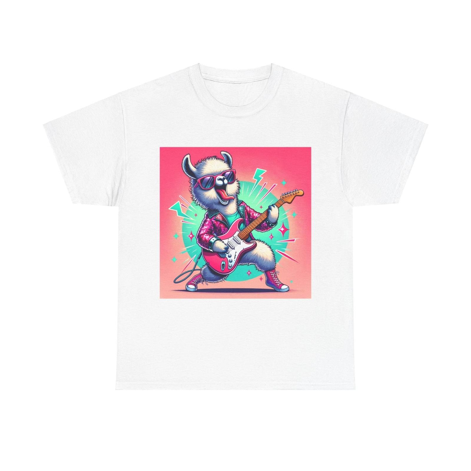 Unisex Adult T Shirt Llama Rock Star Artwork Whimsical Illustration S