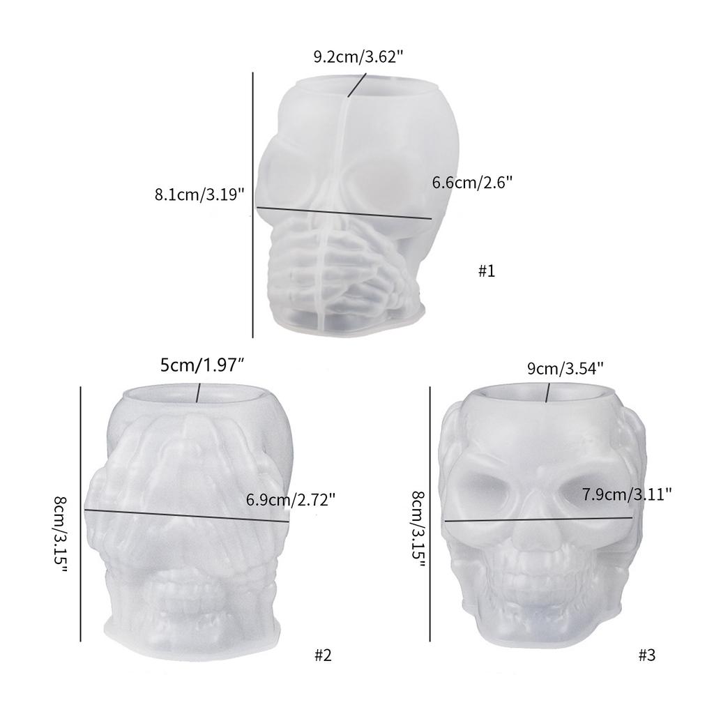 Concrete Flowerpot Mold Skull Shape Pen Holder Mold Cement Container Silicone Mold Succulent Planter Concrete Vase Mold