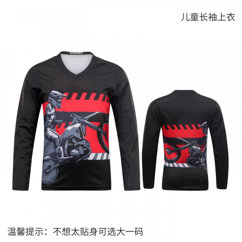 1 Kids Long Sleeve Mountain Bike Cycling Jersey Breathable Quick Dry Outdoor Sports Shirt Downhill BMX Trail Riding