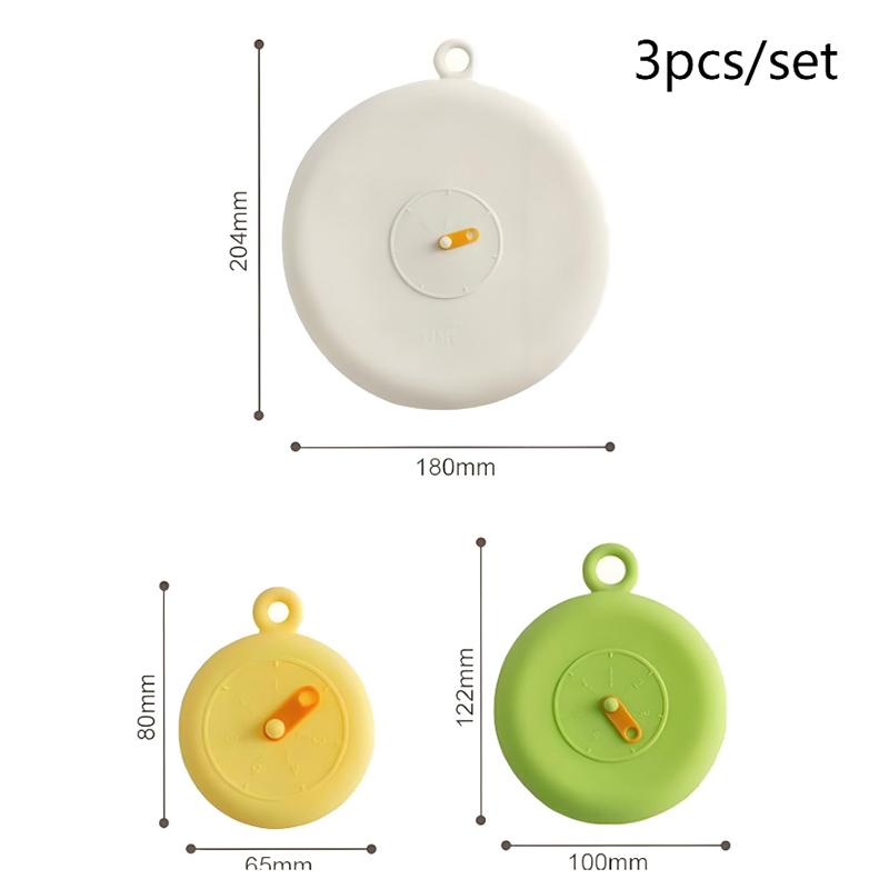 1/3pcs Silicone Stretch Food Covers | Reusable Eco-Friendly Lids With Pull Tab & Weekly Tracker For Bowls/Jars/Cans