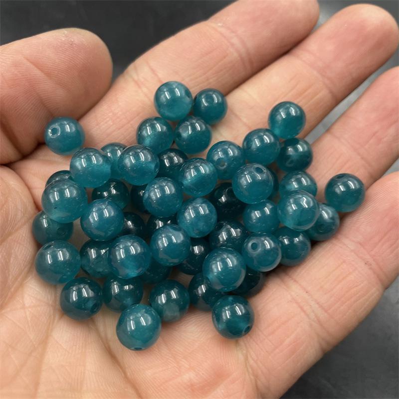 8mm Blue Water Jade Round Loose Beads for DIY Jewelry Accessories