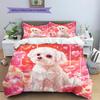 Pink Maltese Pattern Bedding Home Decoration Birthday Gift (1 * duvet cover + 2 * pillowcase, without core)