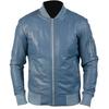 Men's Genuine Leather Blue Lambskin Bomber Stylish Biker Jacket Handmade Casual Handmade