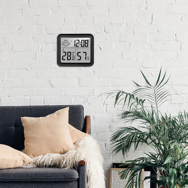 Indoor Digital Thermometer Hygrometer Accurate Room Temperature Gauge Humidity Monitor with Clock Calender for Home