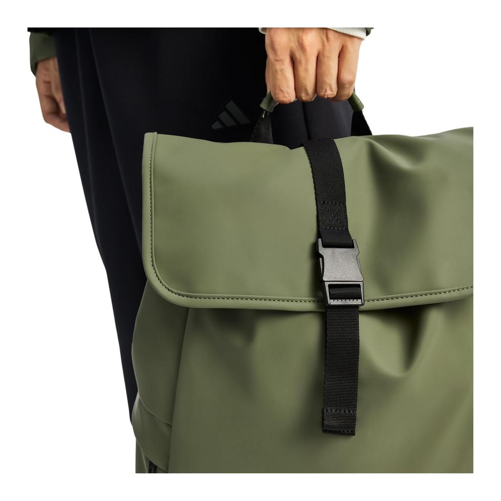 Adidas 22.6L Brand Logo Solid Color Minimalist Flap Sports Backpack PU Unisex Backpack Rock-Olive-Green IA7499