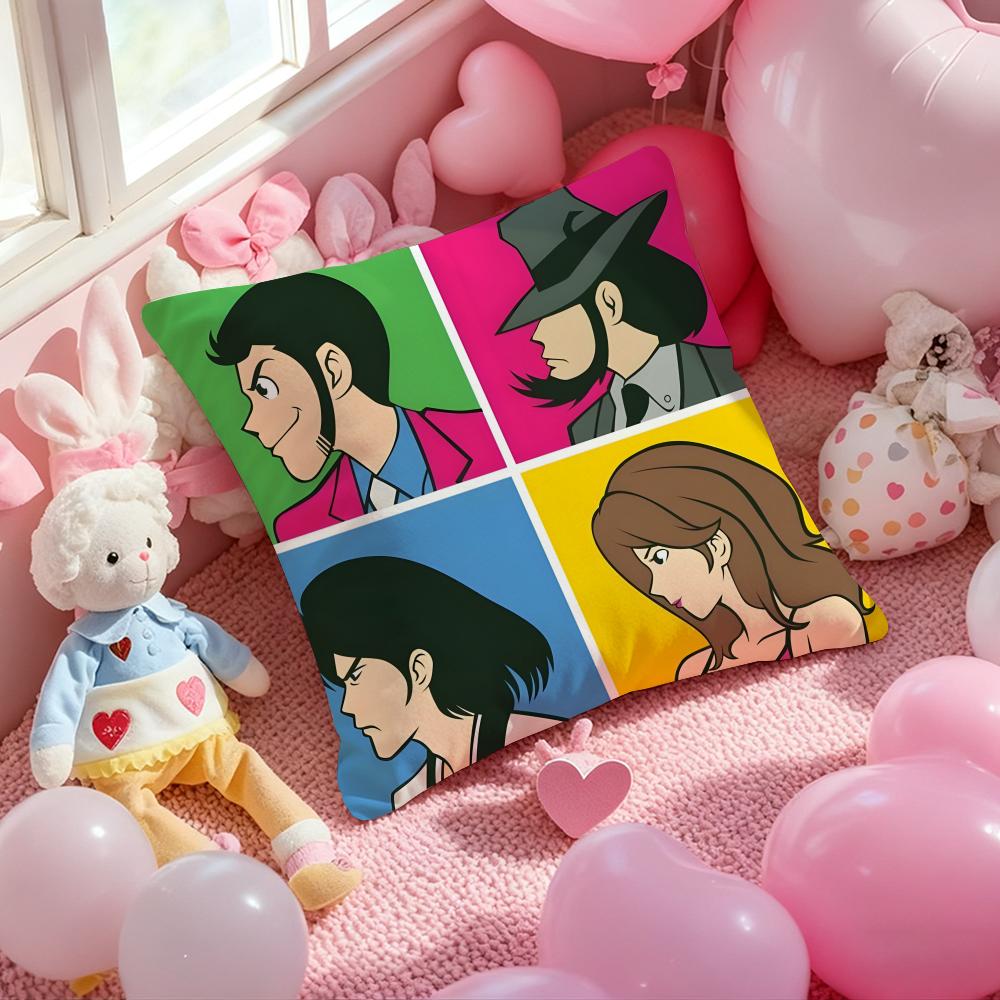anime Lupin the Third Cushion Cover Pattern Printed Pillowcase for Living Room Sofa Cushion Cover & Bedroom Decor