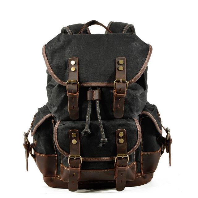 Vintage Canvas Backpacks for Men Laptop Daypacks Waterproof Rucksacks Large Waxed Mountaineering Travel Pack Vintage Backpack