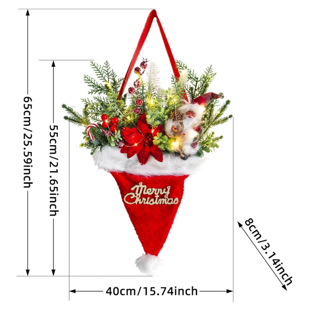 Christmas Artificial Pine Needles For Front Door Hat Pendant Santa Door Hanging Wreath Christmas Tree Decoration Xmas Ornaments