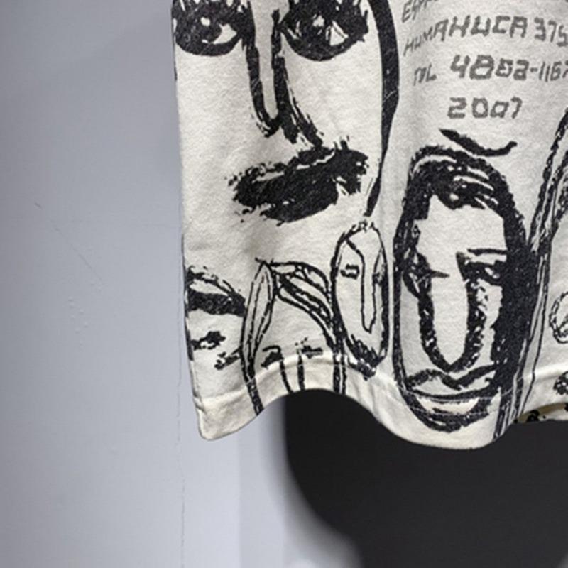 Herren Trendiges Vintage Graffiti Gothic Harajuku T-Shirt Streetwear Y2K Grunge Punk T-Shirts Sommer O-Ausschnitt Kurzarm Locker Baumwolle Oberteile