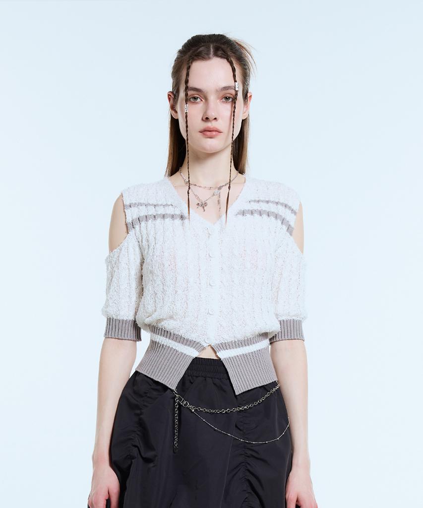 LARTIGENT L11 Off Shoulder Knit(White)