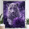 Tenda da Doccia con Leopardo e Alberi, Tenda Decorativa da Bagno Animale Leopardo Rosa, Tenda per la Casa in Tessuto Stampato con Ganci