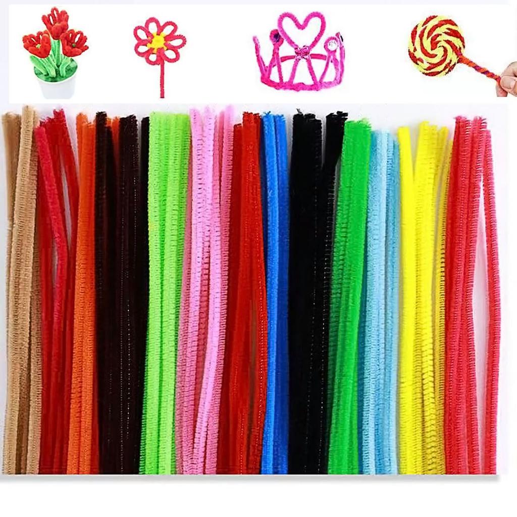 40 Colors Chenille Stems 100pcs Pipe Cleaners Plush Tinsel Stem Wired Sticks Twist Stick Hair Strip DIY Craft Educational Toys
