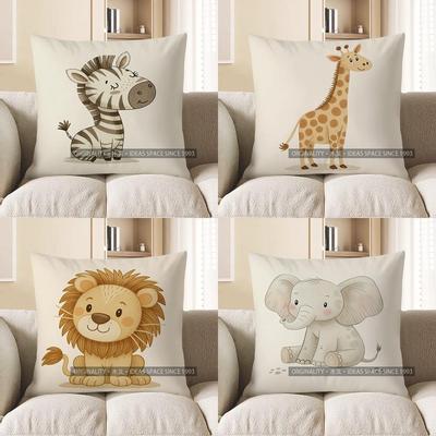 Home Decor Cute Cartoon Zebra Design Pillow Cover Pattern Cushion Cover Suitable For Sofa Bedroom Car Pillow Cover