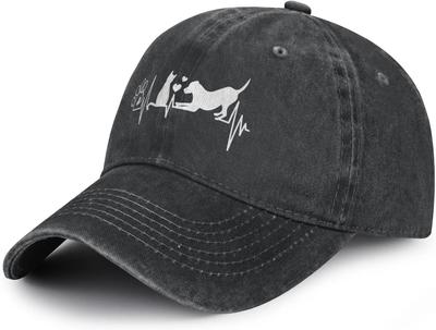 Cat Dog Paw Heartbeat Baseball Cap Vintage Washed Polyester Dad Hat Adjustable for Unisex