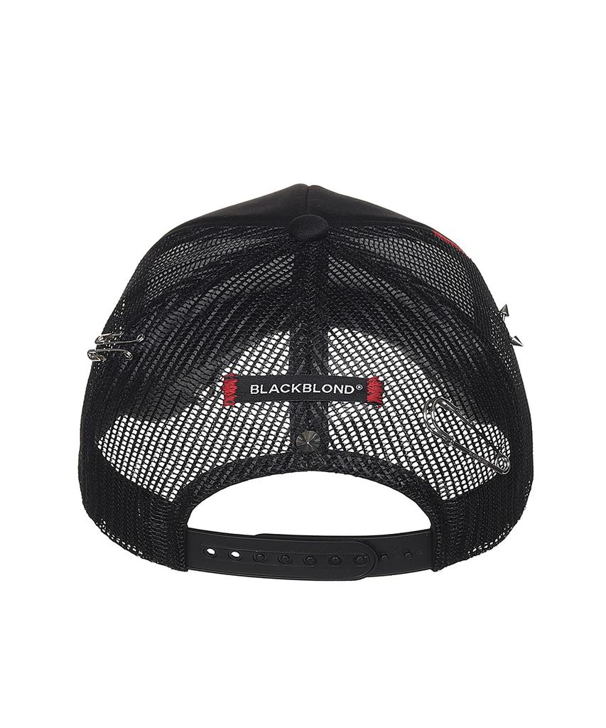 BLACKBLOND Vividi Vintage Clash Piercing Trucker Mesh Cap Dark Version (Black)