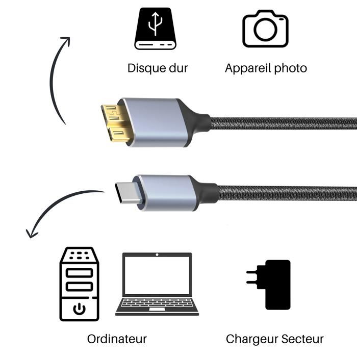 USB-C auf Micro USB 3.0 Kabel 1 Meter für Externe Festplatte Kamera Computer
