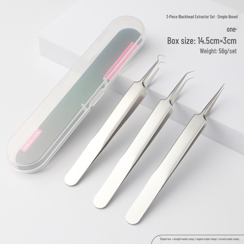 Stainless Steel Ultra-Sharp Blackhead & Acne Extractor Tweezers Set