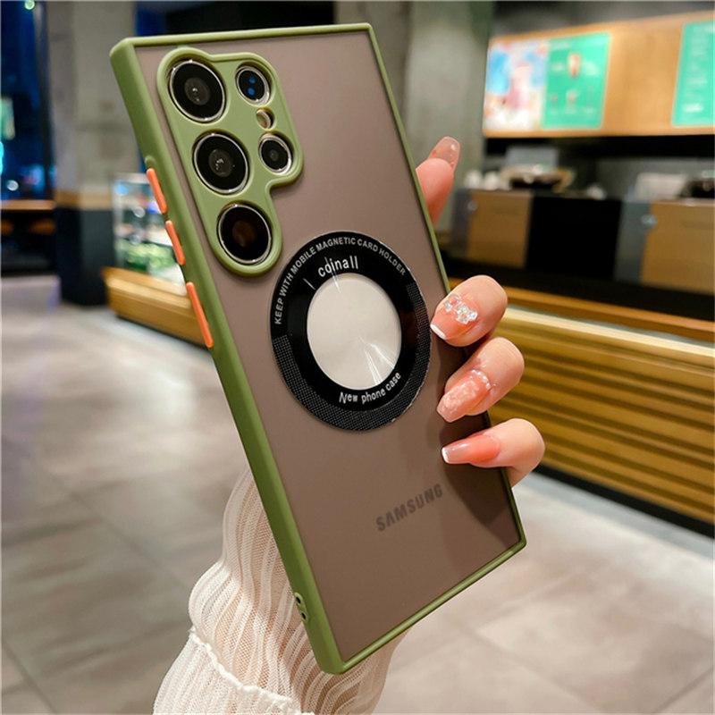 

Роскошный матовый полупрозрачный чехол с беспроводной зарядкой Magsafe для Samsung Galaxy S23 S22 S21 Ultra Plus FE S20fe S21fe, чехлы Samsung S20 FE зелёный