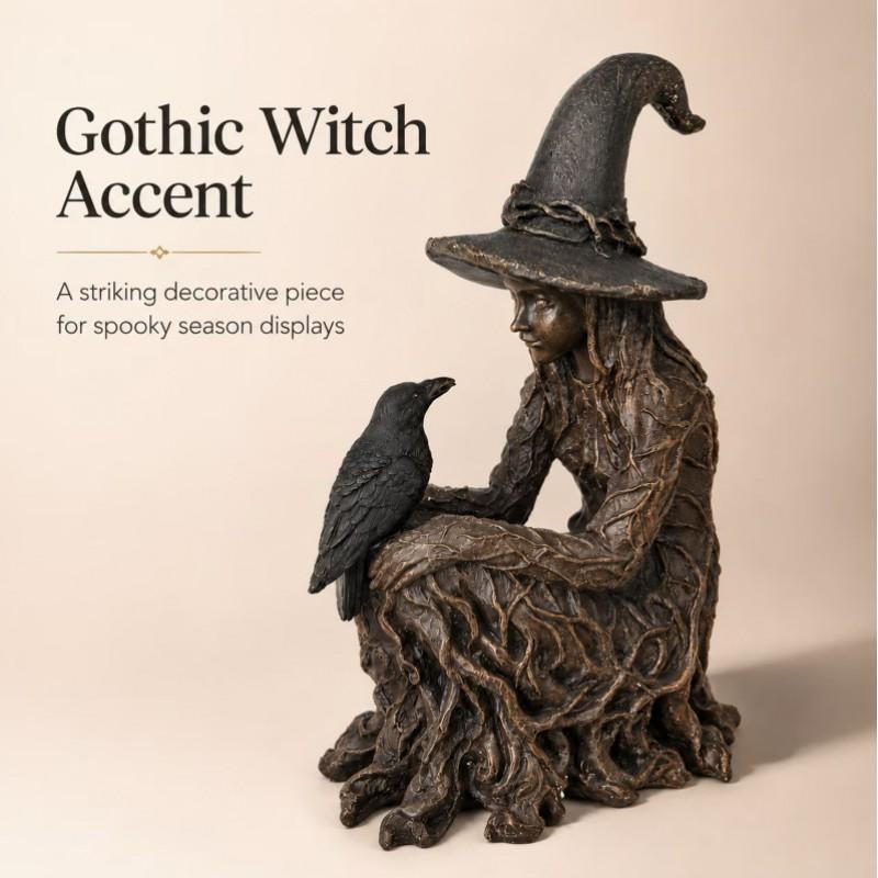 Halloween Witch Statue Resin Decor Home Living Room Party