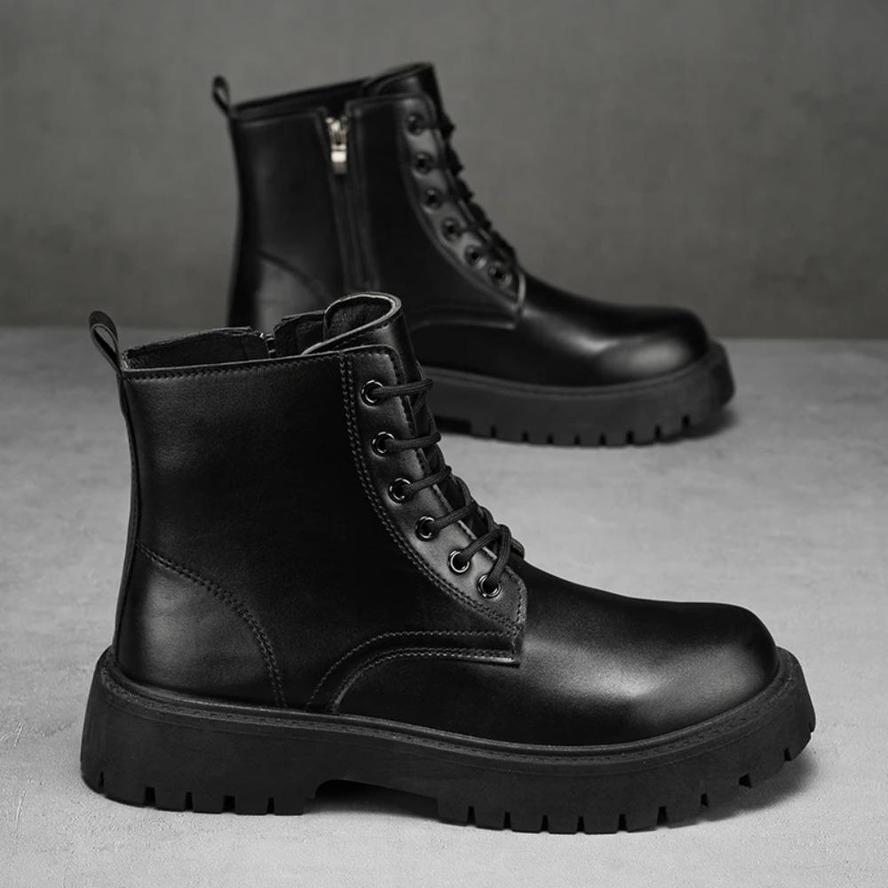 Brand de Lux Bărbați Modă Ghete Moto High Top Confortabile Casual Negre Punk Ghete din Piele Ușoare Antiderapante cu Talpă Groasă