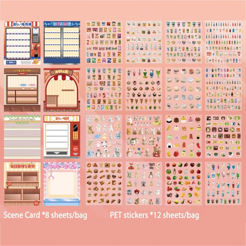 24Sheets/book Stickers INS Korean Cartoon Kawill Dual Material Aquascape Sticker Book PET  Creative IDY Handbook Material Paper