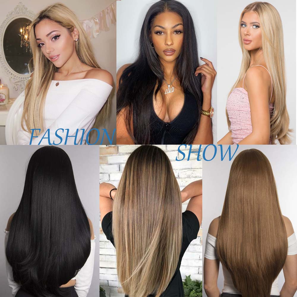 MERISIHAIR No Clips In Natural Hidden Secret False Hair Piece Synthetic Hair Extension Long Straight Fish Line Hair Pieces
