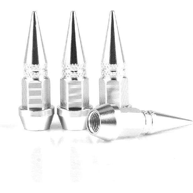 SINGARO 60mm Spiked Valve Caps,Aluminum Alloy Dustproof and Waterproof Tire Valve Stem Caps, Suitable for Cars, Trucks and Motorcycles (4PCS Black)