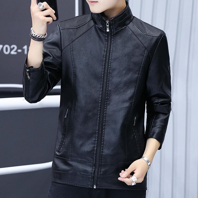 Spring and Autumn Leather Jacket Men's Trend Locomotive Leather Jacket Men's Leather Jacket Spring and Autumn