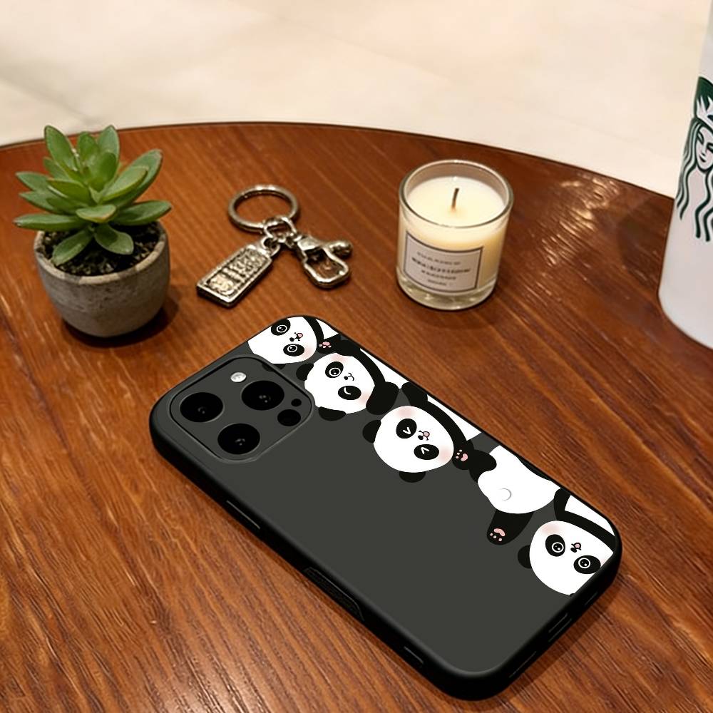 Baby panda Phone Case For iPhone 17, 16,15,14,13,12,11 Plus,Pro Max, Others Soft Black Cover iPhone15Pro