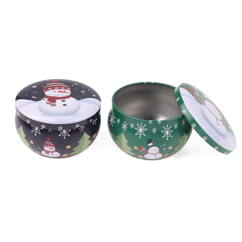 1Pcs Christmas Metal Tin Jars Coffee Tea Spice Candy Jewelry Storage Case Candle Making Containers Decorations Boxes