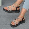 Fashion 2025 Ladies Shoes Elastic Band Women's Sandals FashionOpen Toe Casual Sandals Women Summer Crystal Best Seller Platform Sandals