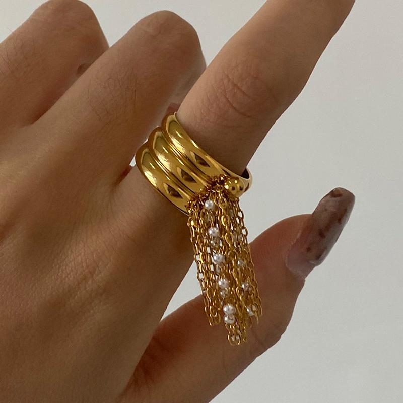 Yori High Quality Stainless Steel Metal Tassel Handmade Ring 18K PVD Plated Exclusive Design Fashion Jewelry Accessories