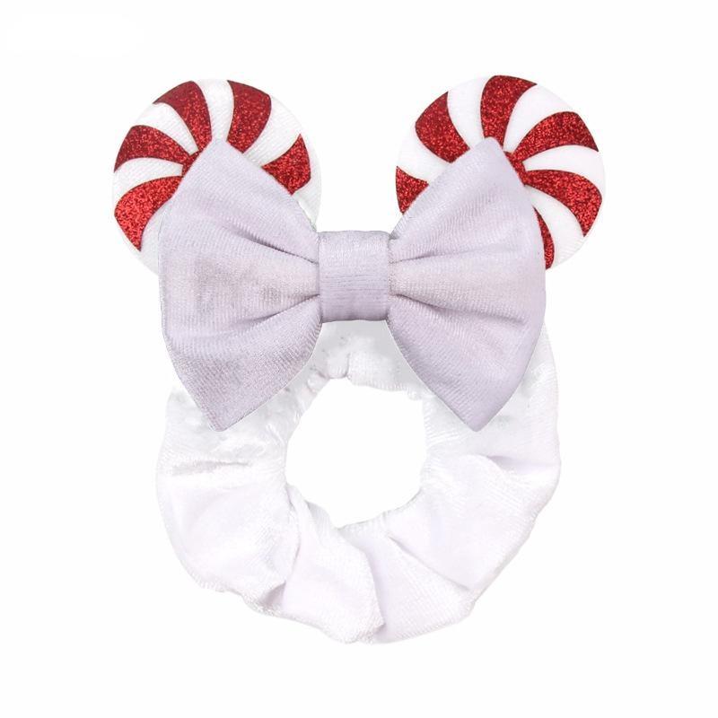 Vánoční Disney Roztomilé Uši Elastické Sametové Čelenky Pro Dívky Flitry 4" Mašle Čelenka Ženy Festivalový Výlet DIY Vlasové Doplňky