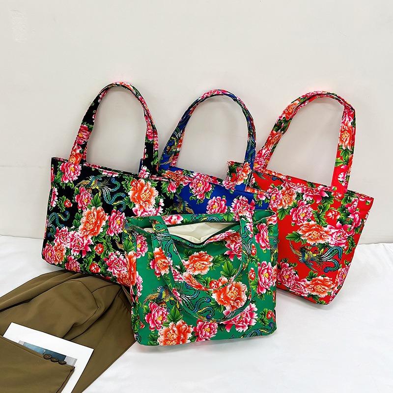 Retro Fashion Big Flower Guochao Women's Bags New Casual Versatile Handbags Women's Bags