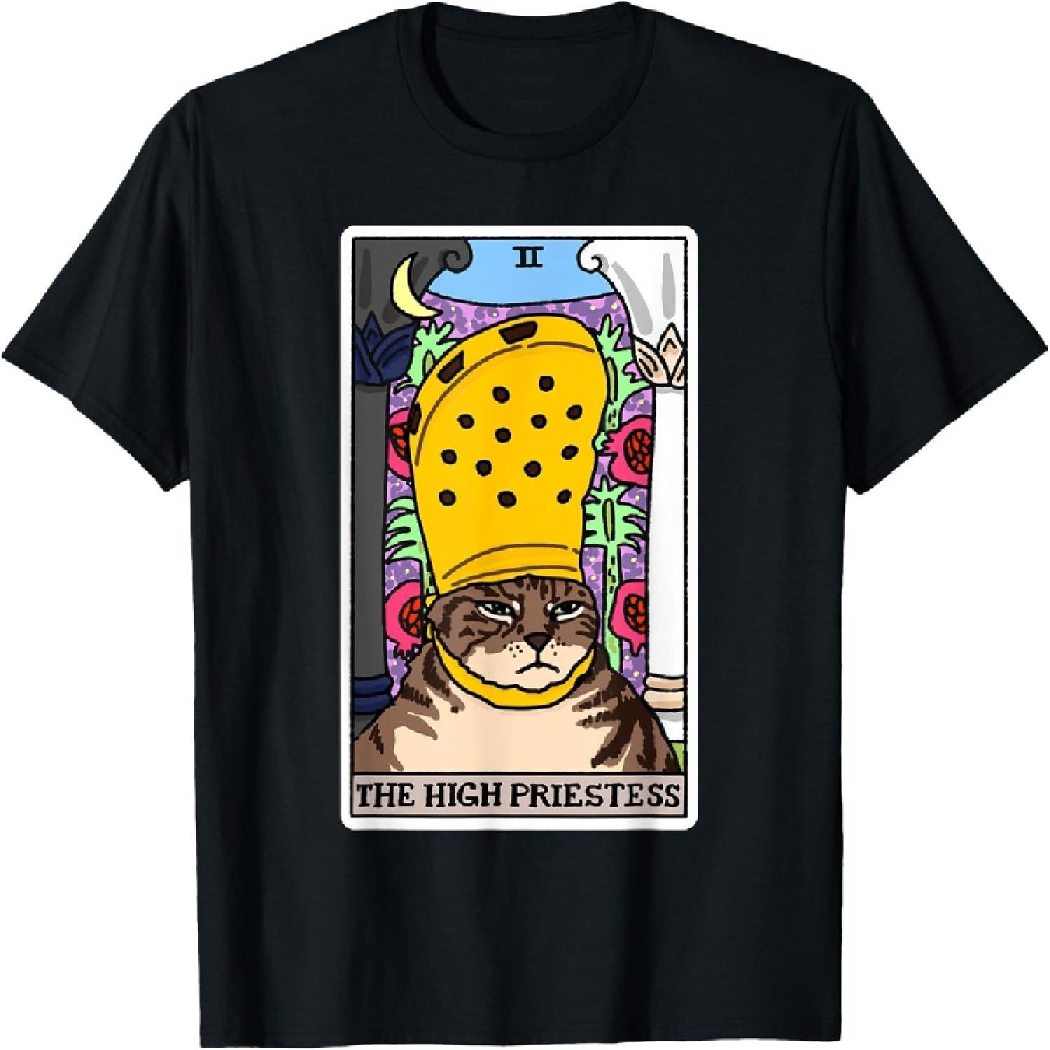 

Карта Таро Верховная Жрица Кошка - Мемная карта Таро Кошка Футболка XXXXXL чёрный